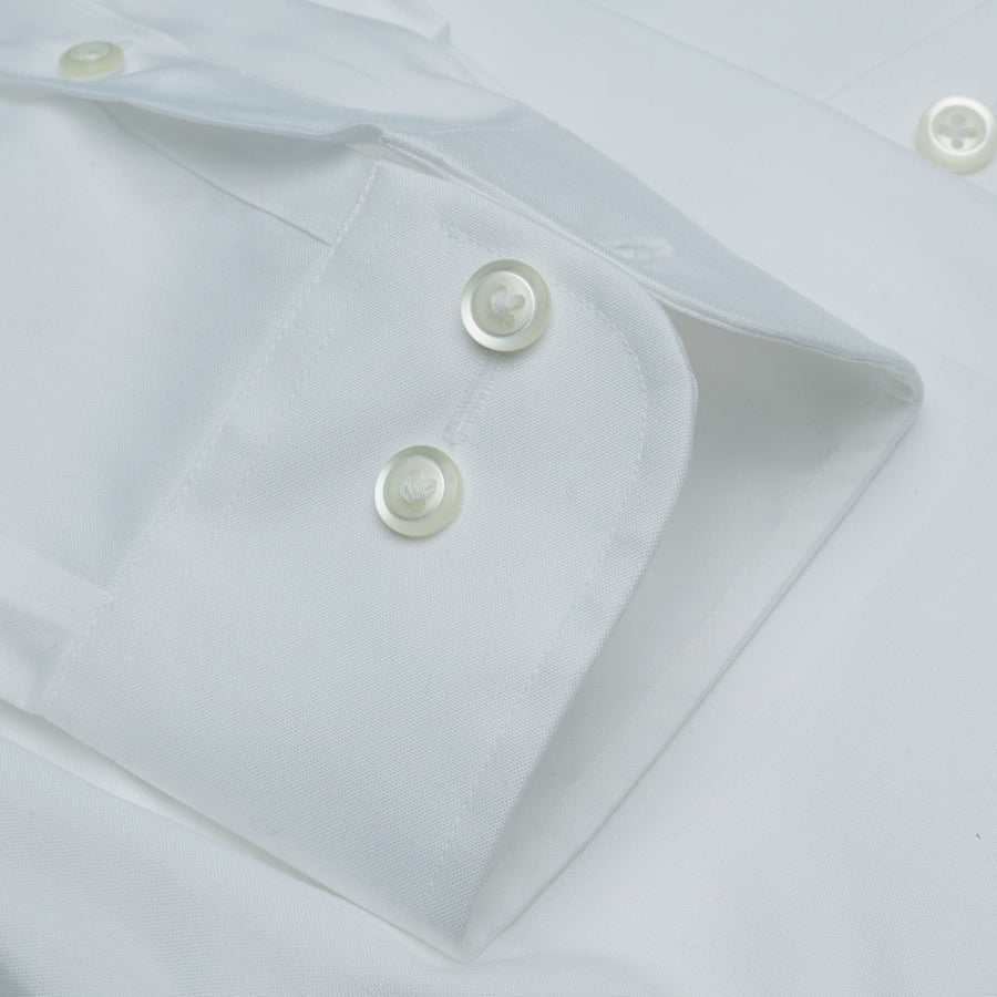 040 BD - Stretch White Button Down Collar (95/5) Cooper and Stewart 