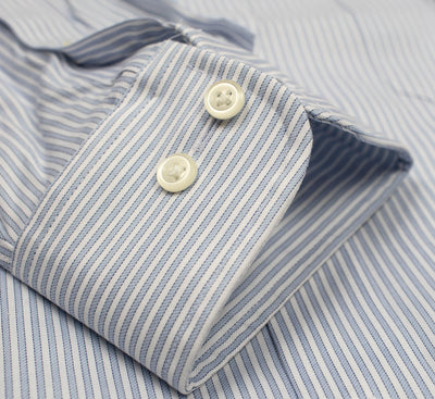 012 BD - Blue New Stripe Button Down Collar (95/5) Cooper and Stewart