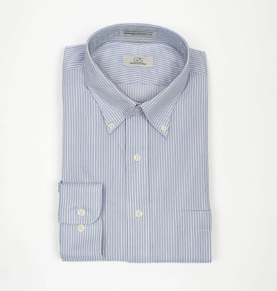 012 BD - Blue New Stripe Button Down Collar (95/5) Cooper and Stewart