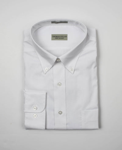 023 SS TF BD - Thomas Dylan White Short Sleeve Tailored Fit Button Down Collar Thomas Dylan