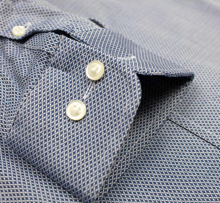 053 SC - Blue Diamond Dobby Spread Collar Dress Shirt Cooper and Stewart 