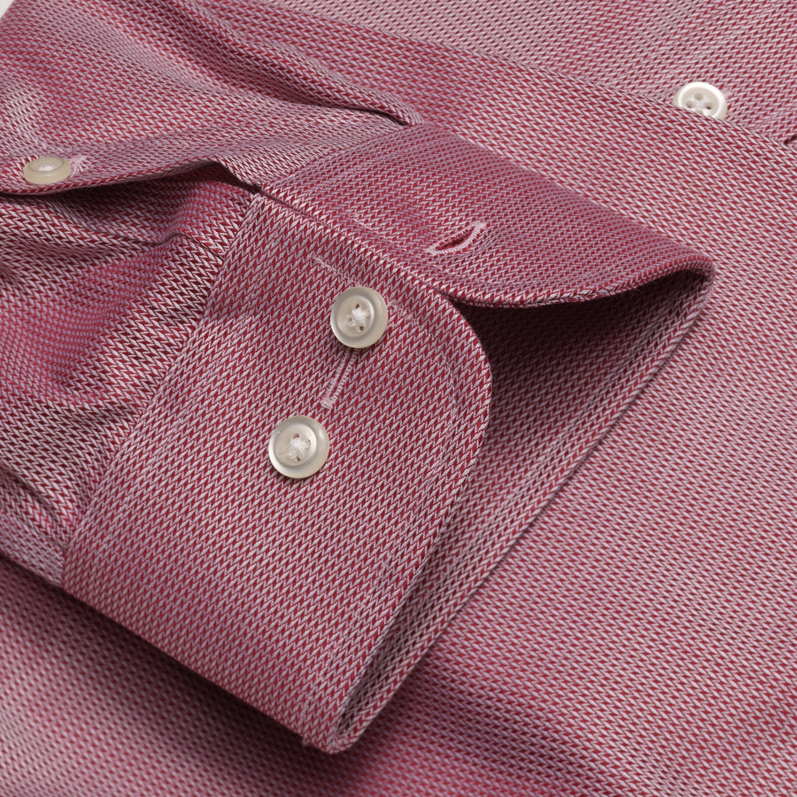 059 TF SC - Burgundy Tonal Dobby Tailored Fit Spread Collar Cooper and Stewart 