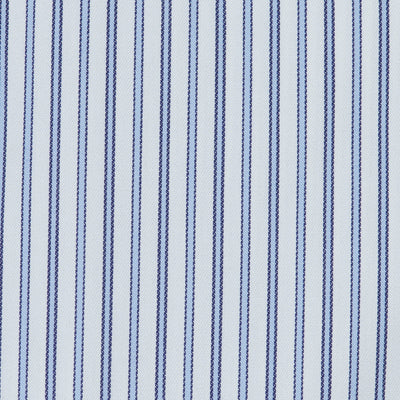 071 BD - White Ground Blue Stripe Button Down Collar Cooper and Stewart