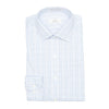 127 SC - White Ground Blue/Tan Plaid Spread Collar Dress Shirt Cooper and Stewart