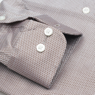 054 TF SC - Tan Diamond Dobby Tailored Fit Spread Collar Dress Shirt Cooper and Stewart