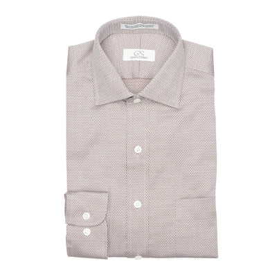 054 SC - Tan Diamond Dobby Spread Collar Dress Shirt Cooper and Stewart