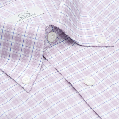 129 BD - Mauve & Blue Check Button Down Collar (95/5) Dress Shirt Cooper and Stewart