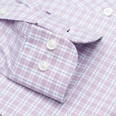 129 BD - Mauve & Blue Check Button Down Collar (95/5) Dress Shirt Cooper and Stewart