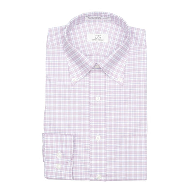 129 BD - Mauve & Blue Check Button Down Collar (95/5) Dress Shirt Cooper and Stewart