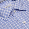 078 SC - Blue Text Dobby Check Spread Collar Cooper and Stewart