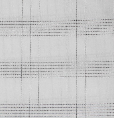 092 SC - Soft Grey Plaid Spread Collar (95/5) Cooper and Stewart