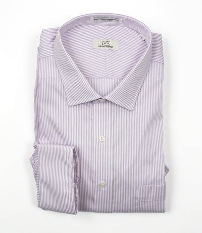 093 SC - Lavender Textured Stripe Spread Collar (95/5) Cooper and Stewart