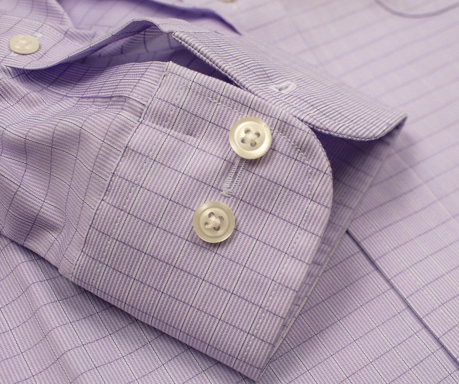 098 BD - Lavender Grid w/Overlay Check Button Down Collar Cooper and Stewart 