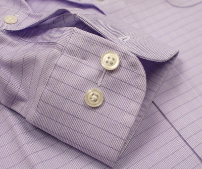 098 TF BD - Lavender Grid w/Overlay Check Tailored Fit Button Down Collar Cooper and Stewart