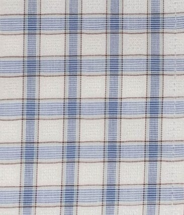 103 TF SC - White Ground w/Blue & Tan Check Tailored Fit Spread Collar Cooper and Stewart