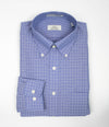 114 TF BD - Blue Satin Check Tailored Fit Button Down Collar Dress Shirt Cooper and Stewart