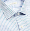 135 TF SC - Blue/Turquoise Satin Check Tailored Fit Spread Collar Cooper and Stewart