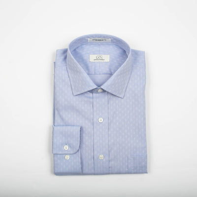 136 TF SC - Blue Ground Ditzy Tailored Fit Spread Collar Cooper and Stewart