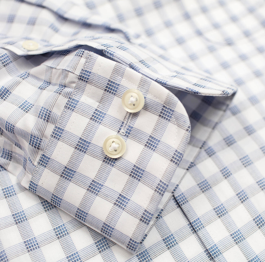 137 BD - White Ground Box Plaid Button Down Collar Cooper and Stewart 