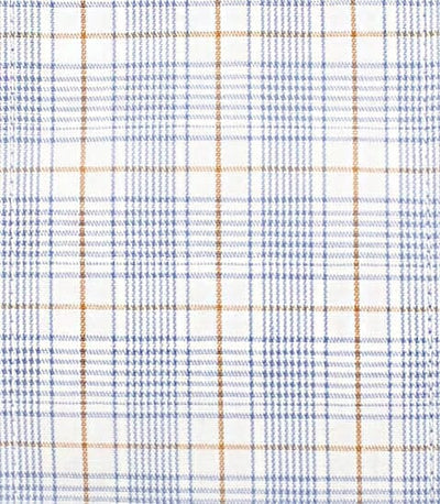 141 TF BD - Blue Tan Over Plaid Tailored Fit Button Down Collar Thomas Dylan