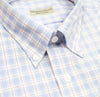 141 TF BD - Blue Tan Over Plaid Tailored Fit Button Down Collar Thomas Dylan 