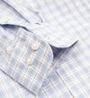 141 TF BD - Blue Tan Over Plaid Tailored Fit Button Down Collar Thomas Dylan