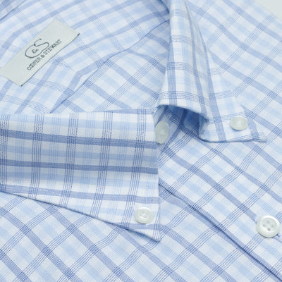 063 BD - White Ground Multi Plaid Button Down Collar Dress Shirt Cooper and Stewart