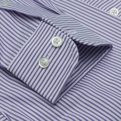 077 SC - Lavender Bankers Stripe Spread Collar Dress Shirt Cooper and Stewart
