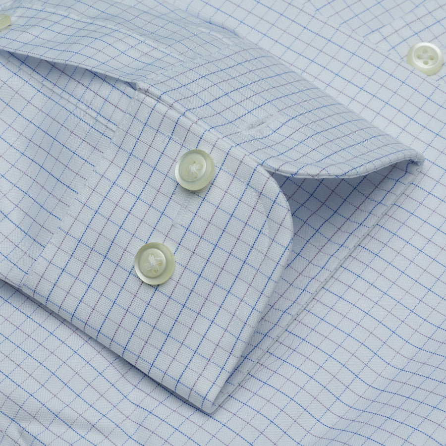 020 BD - Blue/Lavender Tattersall Button Down Collar Cooper and Stewart 