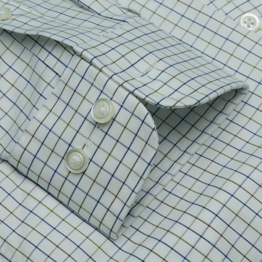 019 TF BD - Multi Windowpane Tailored Fit Button Down Collar Cooper and Stewart 
