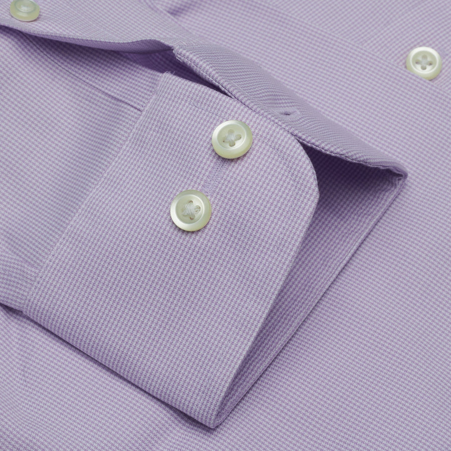 052 TF BD - Lavender Houndstooth Tailored Fit Button Down Collar Cooper and Stewart 