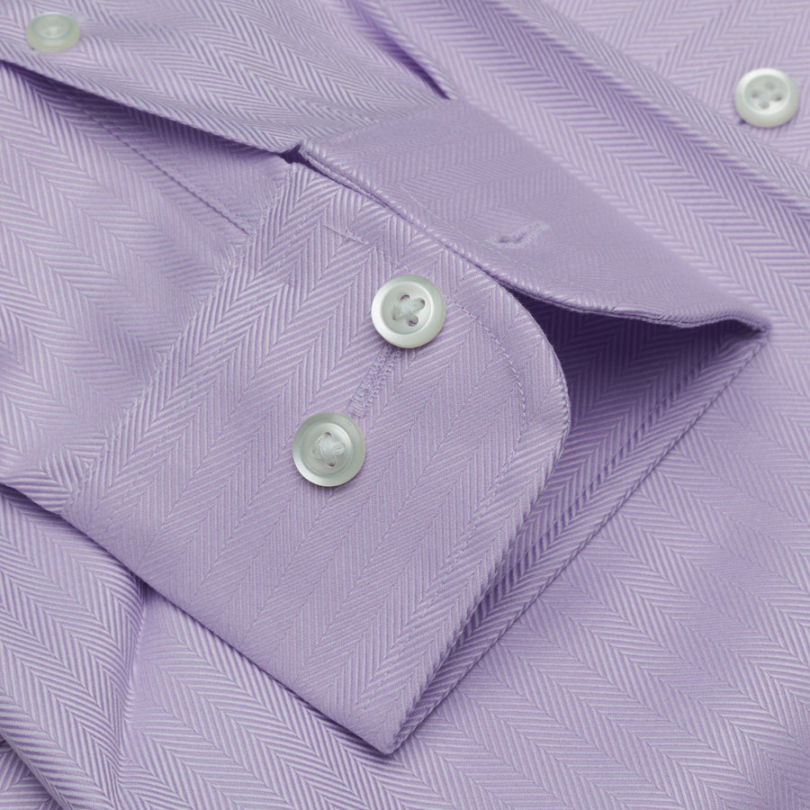 045 SC - Lavender Herringbone Spread Collar Dress Shirt Cooper and Stewart 