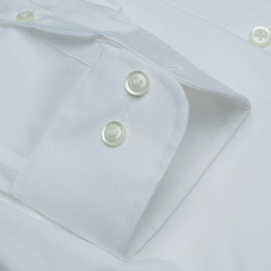 001 TF BD - White Tailored Fit Button Down Collar