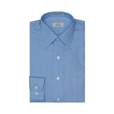 084 SC - Blue Glen Plaid Spread Collar Dress Shirt Cooper and Stewart