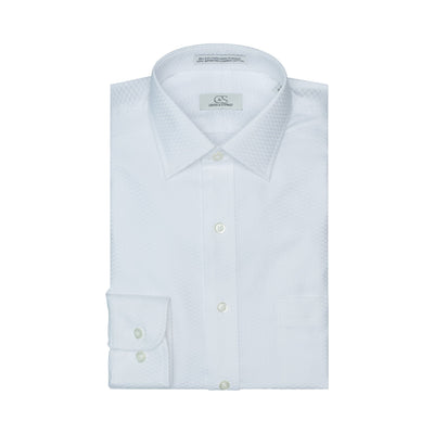 043 TF SC - White Tonal Check Tailored Fit Spread Collar Dress Shirt Cooper and Stewart
