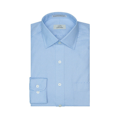 044 TF SC - Blue Tonal Check Tailored Fit Spread Collar Dress Shirt Cooper and Stewart