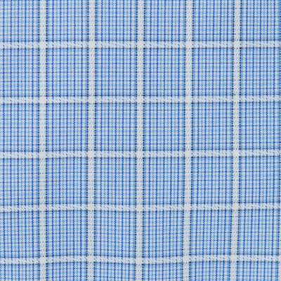 072 TF SC - Blue Overlay Check Tailored Fit Spread Collar Cooper and Stewart