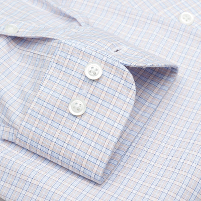 122 BD - Blue/Melon Dobby Check Button Down Collar Cooper and Stewart